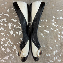 Load image into Gallery viewer, Patent Leather and Suede Bamboo Horsebit Ballet Flats