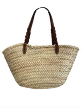 Load image into Gallery viewer, Palmitto Vitello Woven Braided Large Basket Tote Bag Naturale
