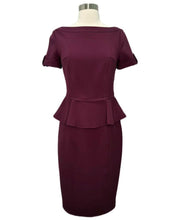 Load image into Gallery viewer, Bateau Neckline Peplum Dress
