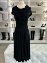 Load image into Gallery viewer, Ruched Lined Chiffon Bateau Midi Dress
