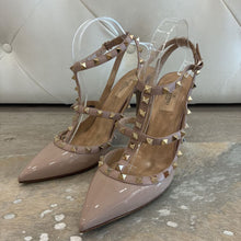 Load image into Gallery viewer, Patent Nappa Rockstud Ankle Strap 100mm Pumps Retail 1190
