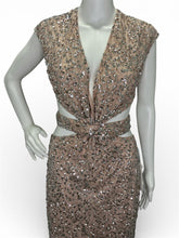 Load image into Gallery viewer, NWT Sequined Cap Sleeveless Plunge Neck Cutout
