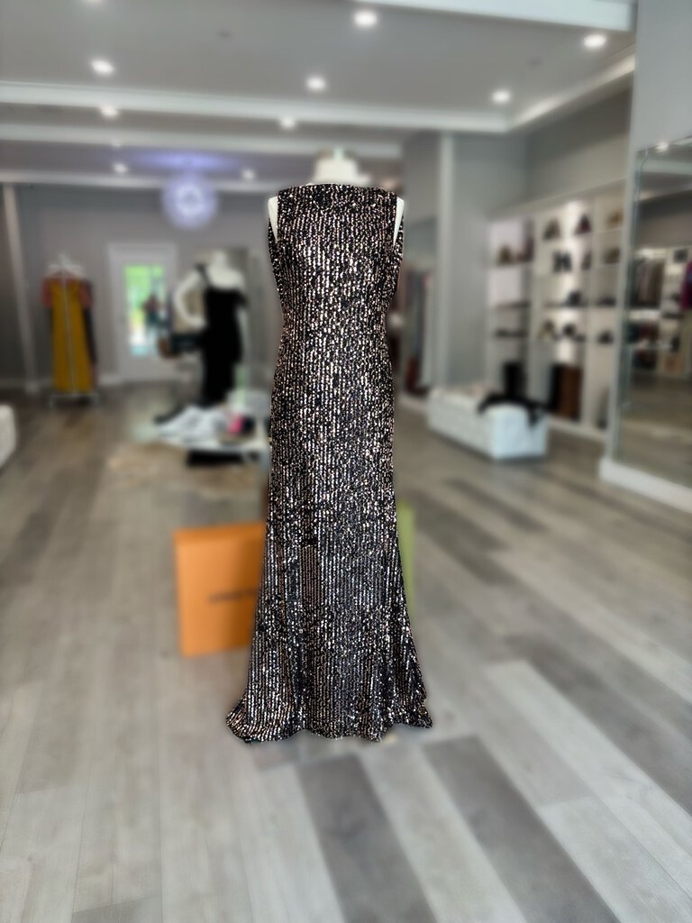 NWT Sequin Drape Back Gown Retail $400