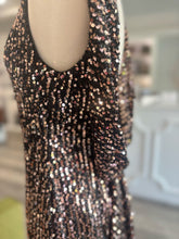 Load image into Gallery viewer, NWT Sequin Drape Back Gown Retail $400
