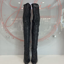 Load image into Gallery viewer, Leather Lace Up Braided Toe Over the Knee Boots Retail $2995

