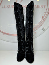 Load image into Gallery viewer, Cord Embroidered Velvet Knee Boot
