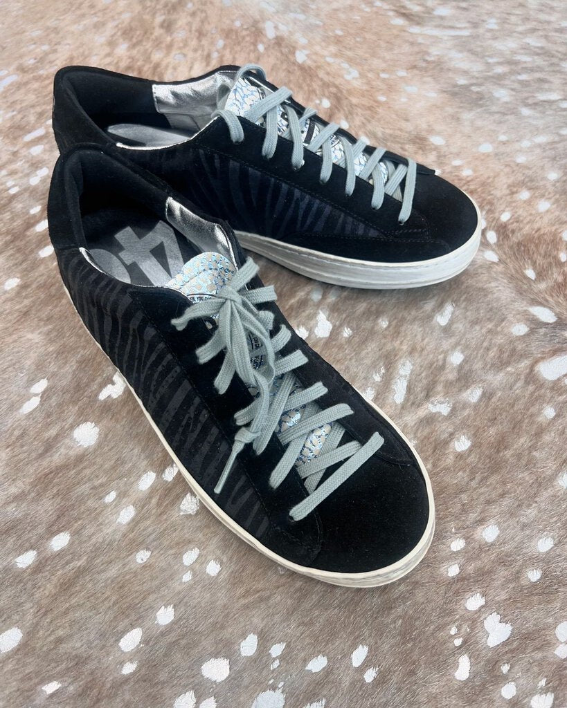 John Zebra Metallic Stripe Black Low Top Skate Sneakers Retail 295
