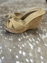 Load image into Gallery viewer, NWT Perfume Cork Wedge Patent
