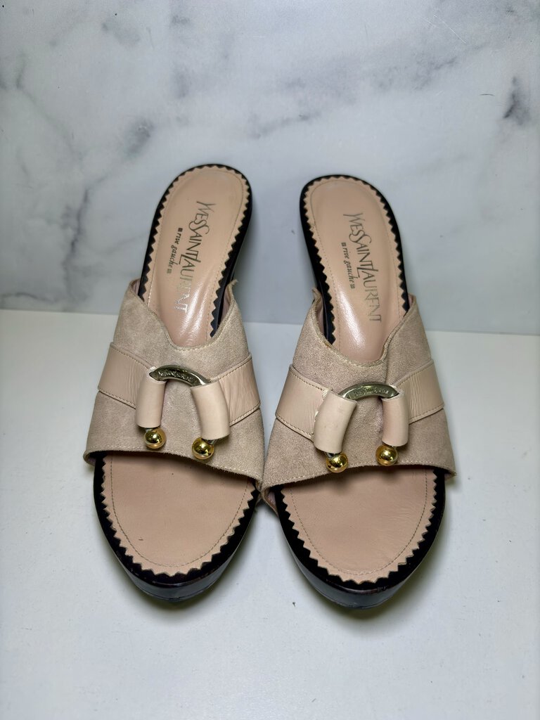 Suede Mules Two Toned Hardware