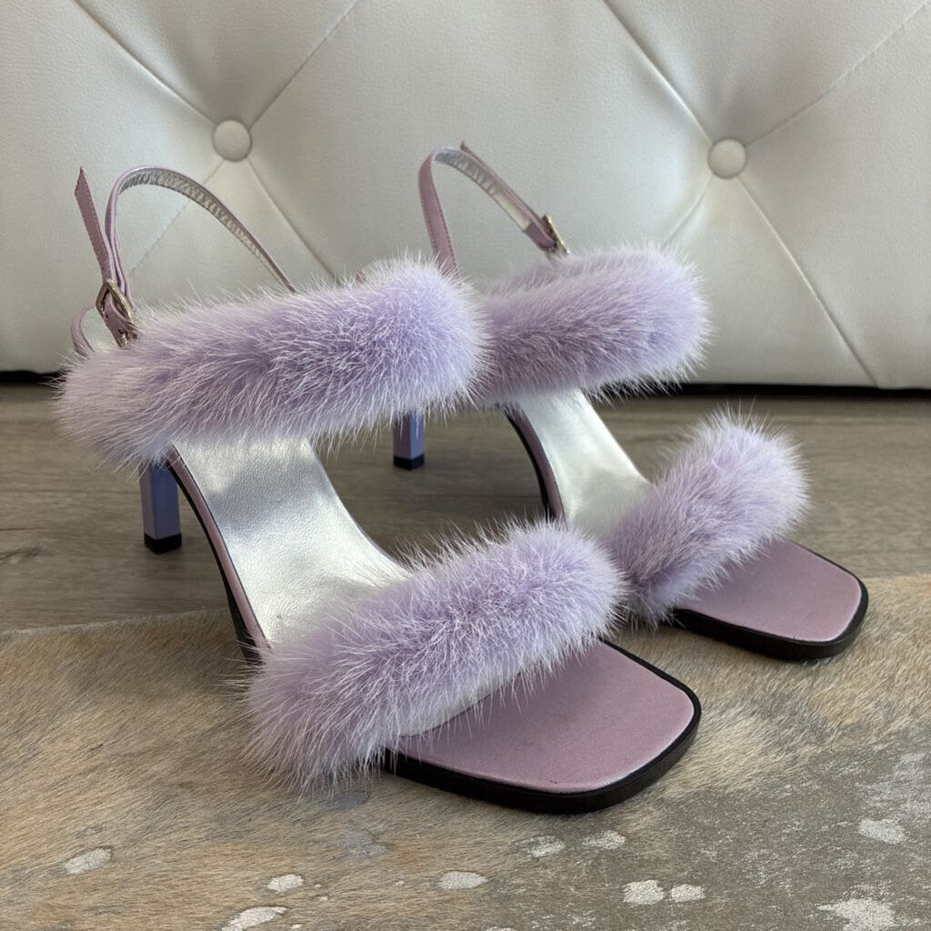 Vintage Fur Kitten Heels Sandals
