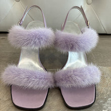 Load image into Gallery viewer, Vintage Fur Kitten Heels Sandals
