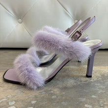 Load image into Gallery viewer, Vintage Fur Kitten Heels Sandals
