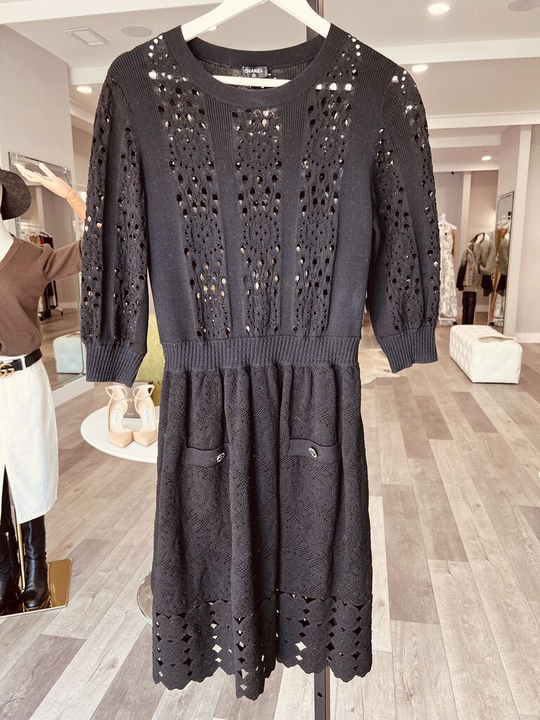 20P Crochet Lace Knit CC Logo Dress