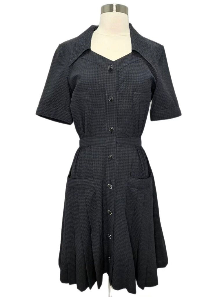 Rare 16P Coco Button Check Pleats Dress