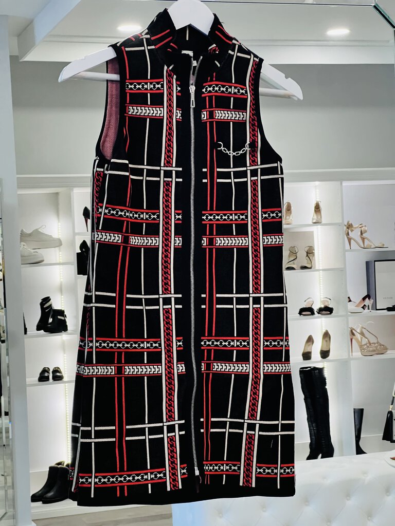 Tartan and Milano Chains Midi Dress