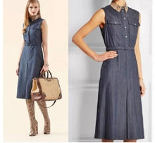 Load image into Gallery viewer, Resort 2015 Denim Midi Dress Python Collar
