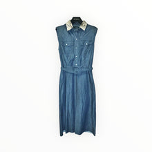 Load image into Gallery viewer, Resort 2015 Denim Midi Dress Python Collar
