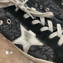 Load image into Gallery viewer, Superstar Distressed Suede Leather and Glittered Lace
