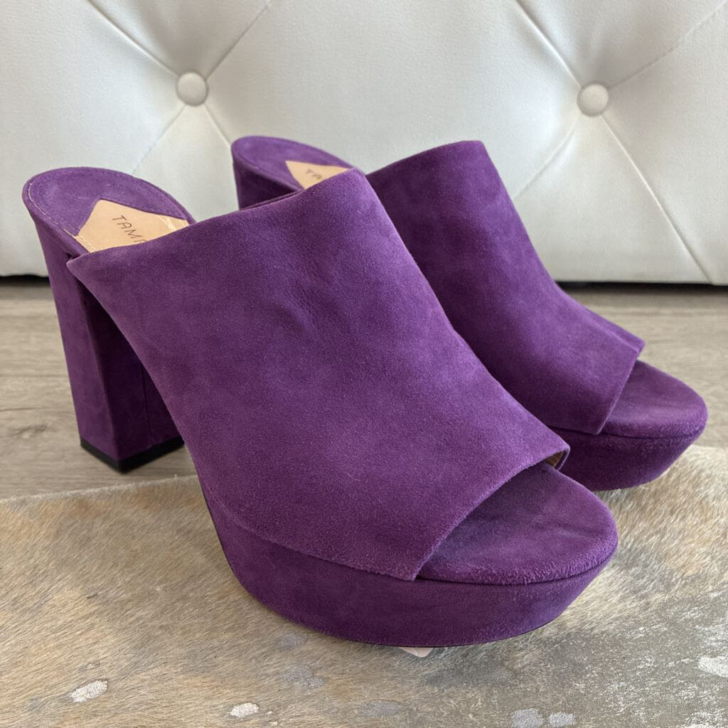 Suede Peep Toe Mule