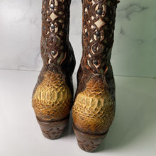 Load image into Gallery viewer, Circle G Python &amp; Studs Snip Toe Western Boots
