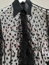 Load image into Gallery viewer, Lace Polka Dot Ruffled Button Top
