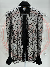 Load image into Gallery viewer, Lace Polka Dot Ruffled Button Top
