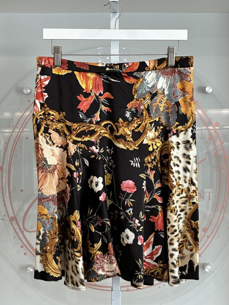 2005 Floral Leopard Baroque Midi Skirt