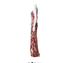 Load image into Gallery viewer, 2000S Floral and Striped Silk Slip Gown
