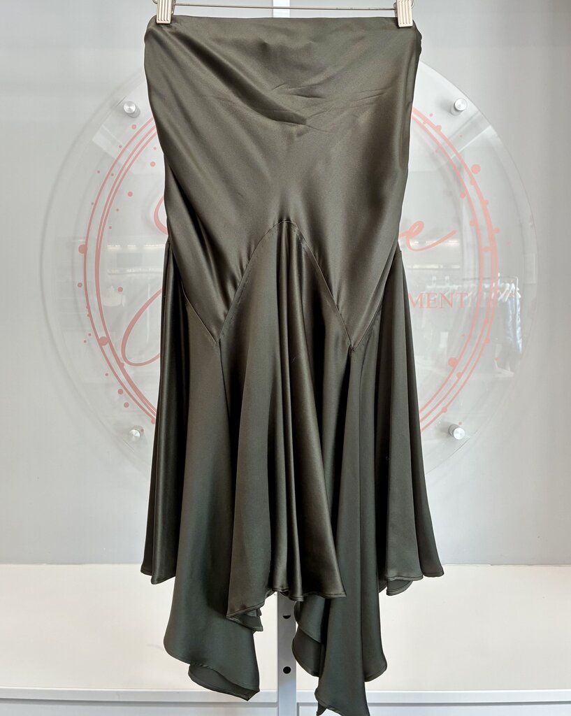 2005 Olive Green Silk Midi Skirt