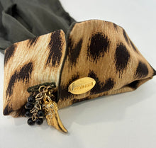 Load image into Gallery viewer, 2005 Olive Green and Leopard Silk Button Top

