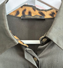 Load image into Gallery viewer, 2005 Olive Green and Leopard Silk Button Top

