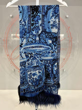 Load image into Gallery viewer, Floral and Paisley Silk and Fox Fur Scarf
