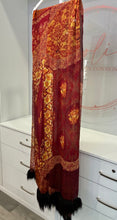 Load image into Gallery viewer, Floral and Paisley Silk and Fox Fur Scarf
