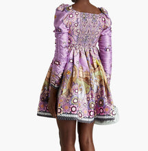 Load image into Gallery viewer, NWT Cosmic Twist Printed Silk Mini Dress

