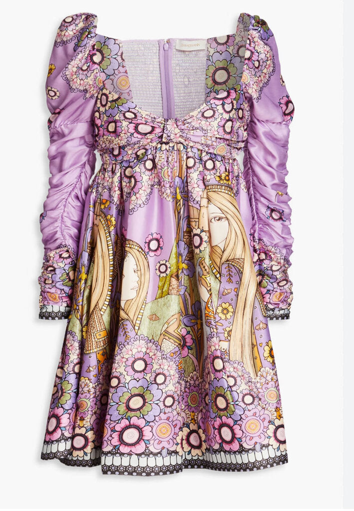 NWT Cosmic Twist Printed Silk Mini Dress