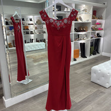 Load image into Gallery viewer, NWT Off-The-Shoulder Jeweled Gown
