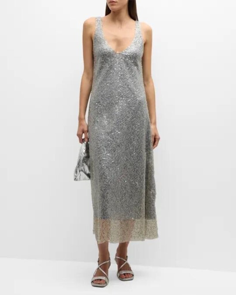 NWT Sleeveless Sequin V-Neck Dress