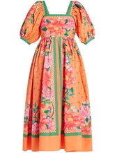 Load image into Gallery viewer, Fruit-Garden Puff Sleeve Midi Dress
