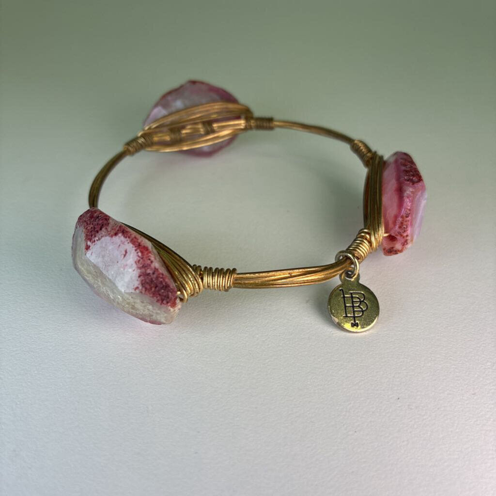 Gold Plated Bangle w Natural Stones