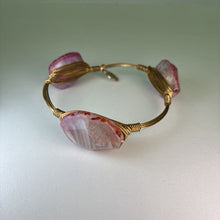 Load image into Gallery viewer, Gold Plated Bangle w Natural Stones

