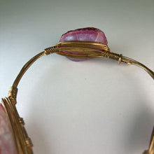 Load image into Gallery viewer, Gold Plated Bangle w Natural Stones
