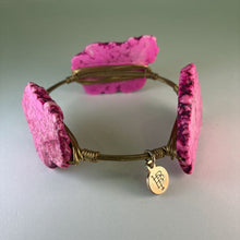 Load image into Gallery viewer, Gold Plated Bangle w Natural Stones
