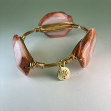 Load image into Gallery viewer, Gold Plated Bangle w Natural Stones
