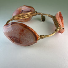 Load image into Gallery viewer, Gold Plated Bangle w Natural Stones
