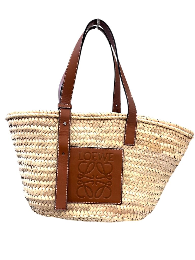 Basket Bag in Palm Leaf and Calfskin