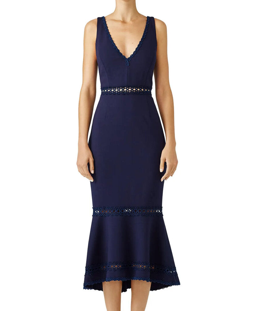 Plunging Neckline Dress Lace Trim
