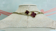 Load image into Gallery viewer, Gold Red and Brown Clover Necklace
