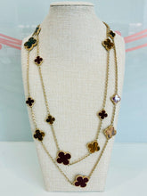 Load image into Gallery viewer, Gold Red and Brown Clover Necklace
