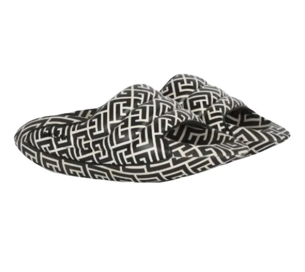 NWT Balmain B It Quilted Monogram Slide Sandals