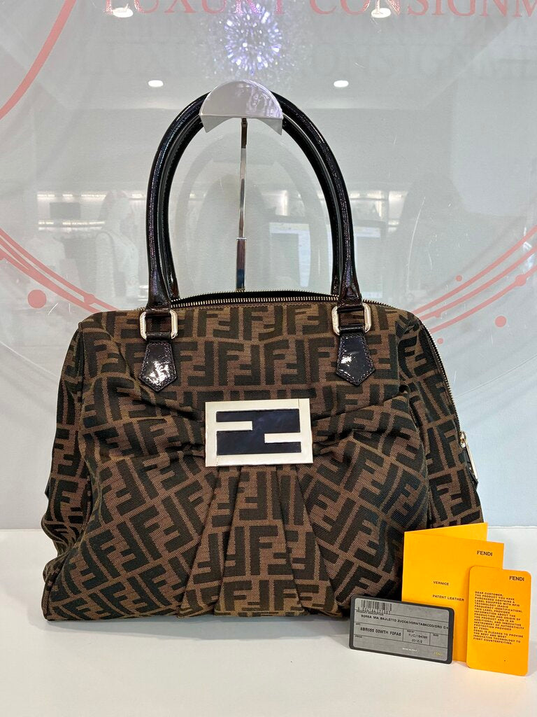Tobacco Zucca Print Canvas Mia Large Tote Bag